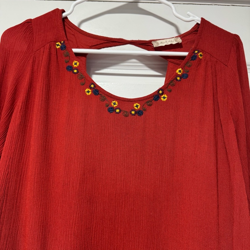 Altar'd State Red Embroidered Tunic - Picture 3 of 12